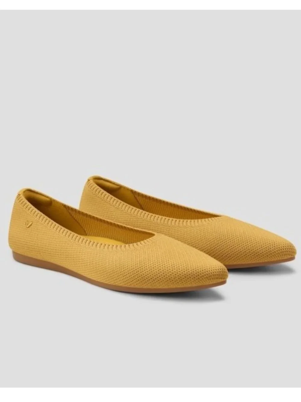Vivaia Women's 'Aria 5' Pointed-Toe Knit Flats in Mustard Yellow Size 41.5